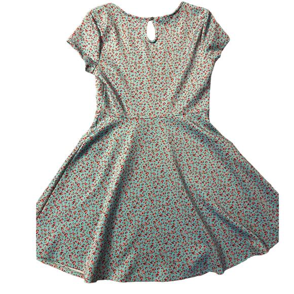 Hot Topic Teal &‎ Pink Floral Fit & Flare Skater Dress Size Large - Picture 7 of 10